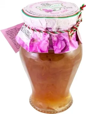 Produktbild von Alba Grup Delight Rosenkonfitüre mit Rosenblüten - eine traditionelle bulgarische Spezialität 230 gr.