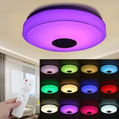 Immagine prodotto di 33CM 100W Bluetooth WIFI LED plafoniera RGB altoparlante musicale lampada dimmerabile APP telecomando 110-245V