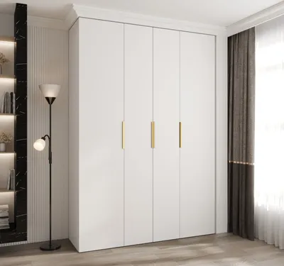 Produktbild von Kleiderschrank mit Regalen 170/50 LORENA 4 - weiß/gold
