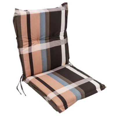 Produktbild von Universal Niedriglehner Polster Auflage 100 x 50 cm - Burgas - Gartenstuhl Niederlehner Kissen mit Karo-Muster braun