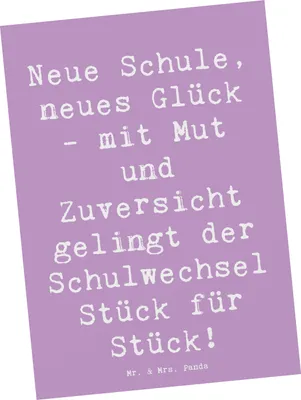 Produktbild von Mr. & Mrs. Panda Postkarte Spruch Einen Schulwechsel bewältigen - Lavendeltraum - Geschenk, Trost, Unterstützung, Zuversicht, Mut, Ansichtskarte, Grußkarte, Fotokarte