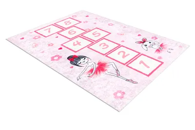 Zdjęcie produktu dla Dywan do prania JUNIOR 51828.802 Klasy, balerina dla dzieci, antypoślizgowy -  różowy 120x170 cm