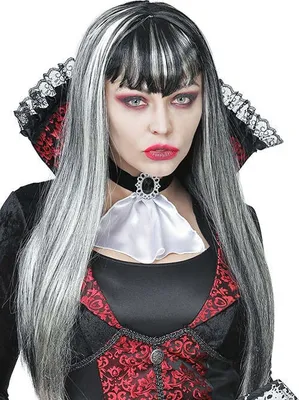 Produktbild von Vampirin Perücke in grau-schwarz