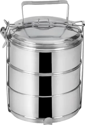 Produktbild von Orion | Edelstahl Lunchbox - 3-stufig - 3x1,3 l - Praktisch für Camping - Stapelbar und Tragbar