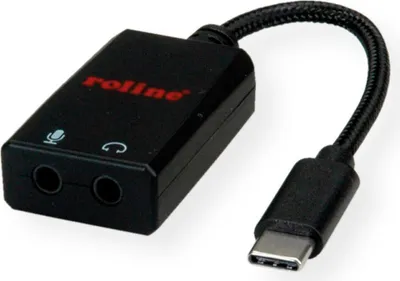 Produktbild von ROLINE Adapter USB Typ C - 2x 3,5mm Audio, ST/BU, 0,13 m