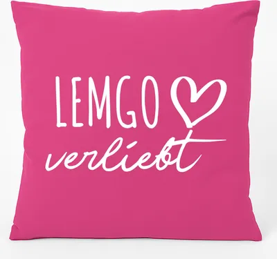 Produktbild von Huuraa Kissen Lemgo verliebt 40x40cm mit Füllung Fuchsia Baumwolle Dekokissen Geschenkidee