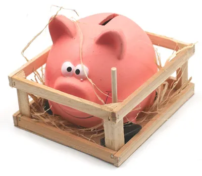 Sparschwein mit Hammer, Keramik, mehrfarbig, 14 x 12 cm