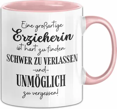 Produktbild von Erzieherin Abschied Geschenk Tasse Abschiedsgeschenk für Erzieherin Hart Zu Finden Schwer Zu Verlassen (Rosa)