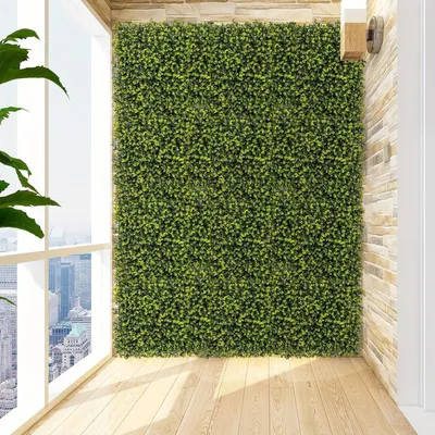 Zdjęcie produktu dla Zestaw 12 sztuk paneli ściennych z tworzywa sztucznego imitującego bukszprzę, o wymiarach 50x50 cm, odpornych na promieniowanie UV