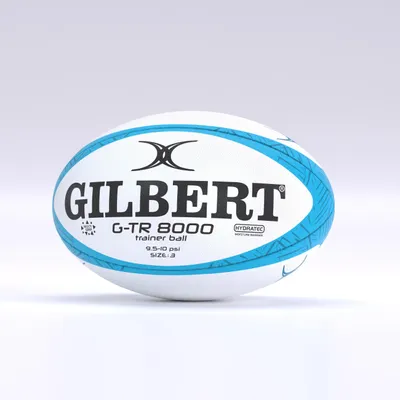 Imagen del producto de Pelota de entrenamiento de rugby Gilbert, modelo G-TR8000, talla 5, color azul cielo