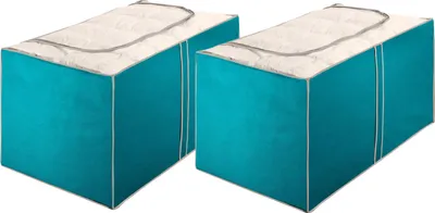 Produktbild von WENKO 2er Set Aufbewahrungsbox BREEZE - 230 Liter, 91 x 53 x 48 cm (LxBxH), Petrol, atmungsaktives Vlies