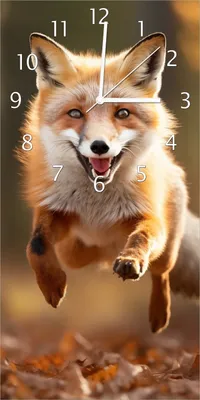 Produktbild von Wallario Design Wanduhr bedruckt, Größe 30 x 60 cm, Motiv: Rennender Fuchs