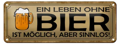 Produktbild von Blechschild Spruch 27x10cm Leben ohne Bier möglich sinnlos Dekoration