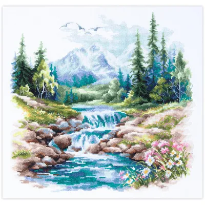 Productafbeelding van Stikset voor kruissteek, Magic Needle, model "La vie coule", 26 x 26 cm