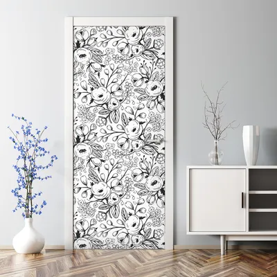 Produktbild von Dekorative Aufkleber selbstklebend Türaufkleber Türposter dekoration Gezeichnete Blumen 77 x 200 cm