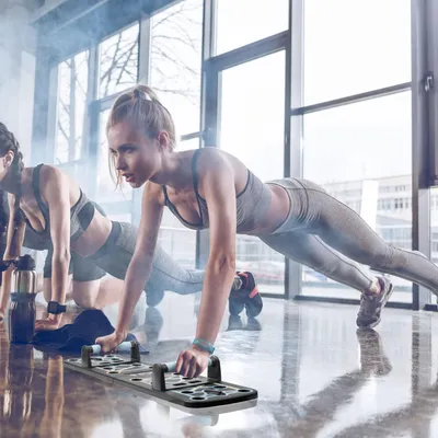 Produktbild von Push-Up Board - Ganzkörper-Workout & Effektive Liegestütze - Faltbares Multifunktionales Elite Rack Fitness Board mit Gratis Trainingsbändern für Liegestütze