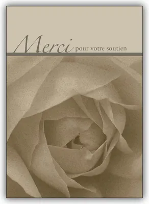 Produktbild von 4x Französische Trauer Dankeskarte mit Rose: Merci pour votre soutien