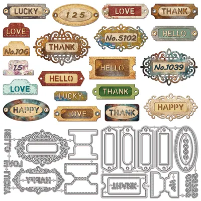 Produktbild von Stanzformen für Namensschilder – 26 Stück für Bastelarbeiten und Scrapbooking