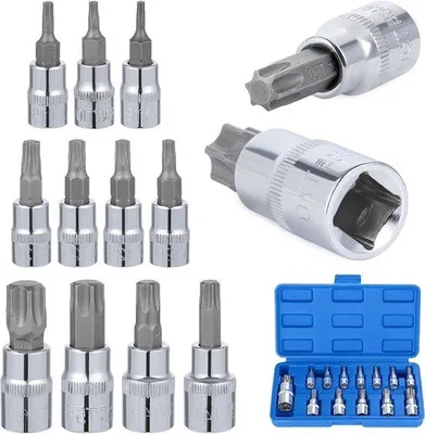 Productafbeelding van Torx-sleutelsset met stalen Torx-bits, 13-delig, met aandrijving van 1/4 inch, 3/8 inch en 1/2 inch