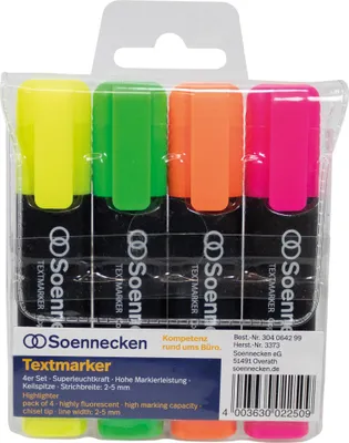 Produktbild von Textmarker 3373 sortiert 4 Stück Packung mit 12 Stück