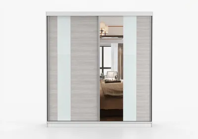 Produktbild von Schwebetürenschrank Kleiderschrank Schrank 203 cm Schwarz/Kathult mit Spiegel, 2-türig, Schlafzimmer