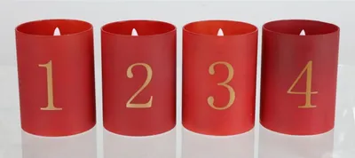 Image de BURI Bougies de l'Avent, lot de 4 LED en cire, lampes en verre, éclairage de Noël