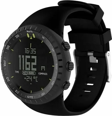 Produktbild von Silikon-Smartwatch-Armband – Passend für Suunto Core Silikonarmbänder – Schwarz – Strap-it Uhrenarmband / Armband