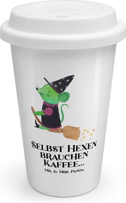 Produktbild von Mr. & Mrs. Panda To Go Becher Halloween-Hexen Kaffee - Weiß - Geschenk, unheimliche Geschichten, Feiertag, Herbstfest, Halloween Geschenke, schaurige Spiele, Kaffeebecher