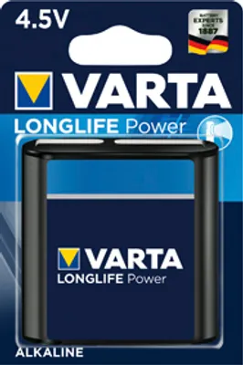 A VARTA Longlife Power 4.5V alkaline battery in its retail packaging.
