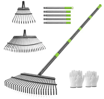Image de Pelle à feuilles en métal robuste pour le jardinage, à utiliser avec des gants