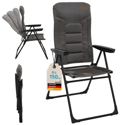 Produktbild von Skandika Hochlehner Kvist | Campingstuhl faltbar, Klappstuhl aus Aluminium & Stahl, 4-fach verstellbare Rückenlehne, 150kg belastbar, gepolstert