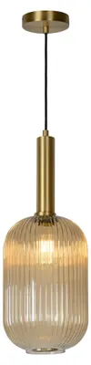 Image de Suspension MALOTO dorée et ambrée, 1xE27x40W, verre, dimensions : 150x20x20 cm, IP20, Lucide