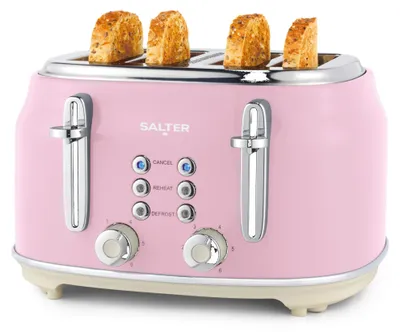 4-Scheiben Toaster, breite Schlitze, 6 Stufen, 1630 W, rosa