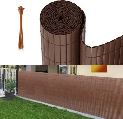 Zdjęcie produktu dla Ogrodzenie ogrodowe z PVC zapewniające prywatność – 0,8 x 5 m – ogrodzenie ogrodu i zadaszenie balkonu – brązowe
