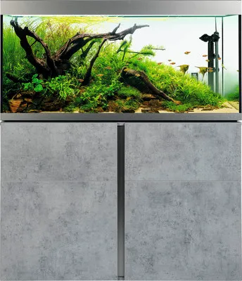 Produktbild von Aquariumkombination Fluval Siena 332 mit LED-Beleuchtung, Heizer, Außenfilter und Unterschrank 332 l Beton 110 x 55 x 12