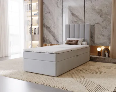 Produktbild von Hotel-Einzelbett 90x200 GRETNA – Hellbeige + GRATIS Matratzenauflage
