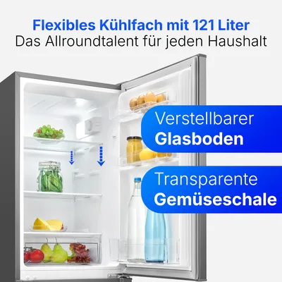 Produktbild von Bomann® Kühlschrank mit Gefrierfach |  | 143cm | Kühl Gefrierkombination leise | Türanschlag wechselbar | 173L | KG 7359 inox