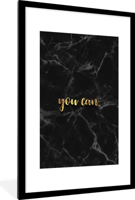 Produktbild von MuchoWow® Gerahmtes Poster Zitate - Motivation - Gold - Marmor 60x90 cm - Poster mit Schwarzem Bilderrahmen Wandposter Rahmen Foto Bilder - Dekoration - Wandposter Wohnzimmer - Hochwertig