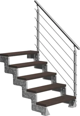 Produktbild von Dolle Außentreppe Gardentop 90-110cm Geschosshöhe mit Trimax dunkelbraun 80cm breit mit Prova-Geländer