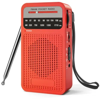 Productafbeelding van Zakradio, werkt op batterijen, FM/AM, kleine radio met ingebouwde stereoluidspreker/hoofdtelefoonaansluiting