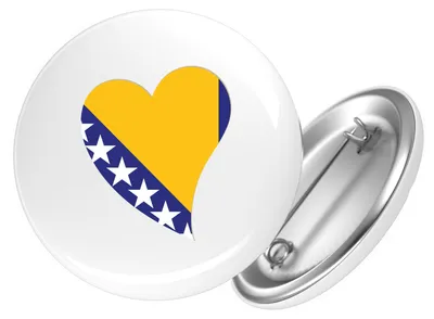 Produktbild von Huuraa Button Bosnien und Herzegowina Flagge Herz 25mm rund mit Sicherheitsnadel Ansteckbutton Geschenkidee