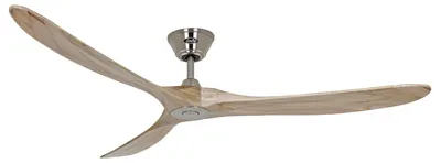Zdjęcie produktu dla Energooszczędny wentylator sufitowy z pilotem Eco Genuino szczotkowany chrom / naturalne drewno 180 cm