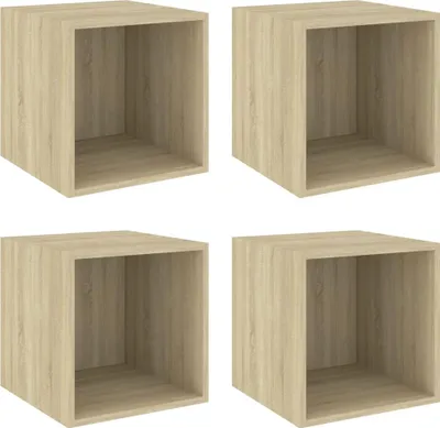 Obrázek produktu pro vidaXL Nástěnné skříňky 4 ks dub Sonoma 37x37x37 cm výrobek z odvozeného dřeva