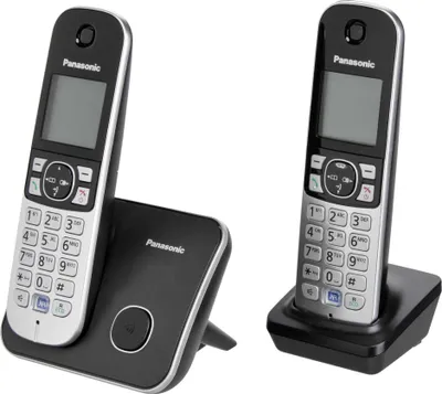 Image de Panasonic KX-TG6812 - Téléphone sans fil avec identification de l'appelant - DECT\GAP - noir + combiné supplémentaire