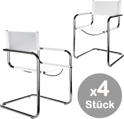 4x Denver classic cantilever visitor chair leather white, Materiál: Premium