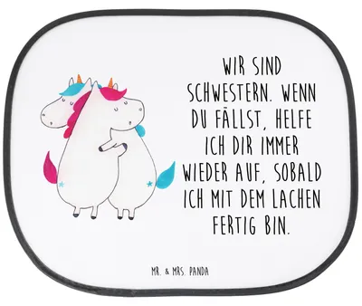 Produktbild von Mr. & Mrs. Panda blendschutz auto Einhörner Umarmen - Weiß - Geschenk, Sister, Autosonnenschutz, Sonnenschutz, Familie, Sonnenblende, Unicorn, Liebe, Einhorn