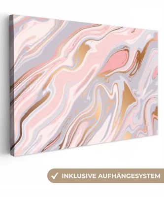 Produktbild von OneMillionCanvasses® - Leinwandbilder - 140x90 cm, Marmor - Pastell - Abstrakt - Muster, Wandbilder Kunstdruck Wanddekoration - Foto auf Leinwand - Gemälde auf Holzrahmen