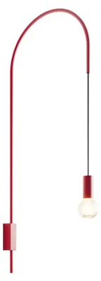 Immagine prodotto di Zafferano - Lampada da Parete Filo, Orientabile 200°, Metallo Verniciato Lampadina E27 max 60W inclusa, H110cm - Rossa