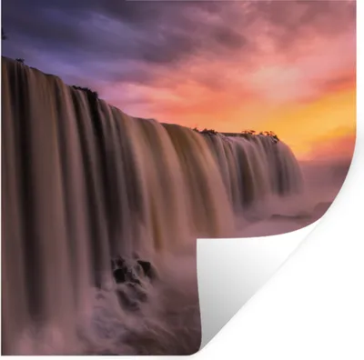 Produktbild von MuchoWow® Wandtattoo Wandsticker Wandaufkleber Wasserfall - Sonnenuntergang - Natur 80x80 cm Selbstklebend und Repositionierbar - Wierderverwendbar - Selbstklebend