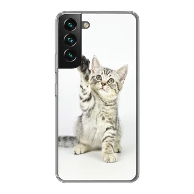 Produktbild von MuchoWow® Handyhülle Schutzhülle Hülle für Samsung Galaxy S22 Kätzchen - Pfote - Weiß - Mädchen - Kinder - Jungen - Kind Silikon Softcase Handy Hülle - Mobiltelefonhülle